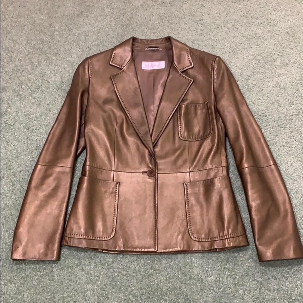 MAXMARA Metallic Leather Blazer